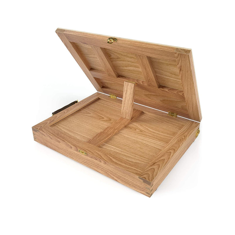 Arteza Tabletop Easel | 13.4 x 10.3 x 2 Inches | Portable Beechwood Easel Box with 3-Compartment Drawer and Wooden Palette