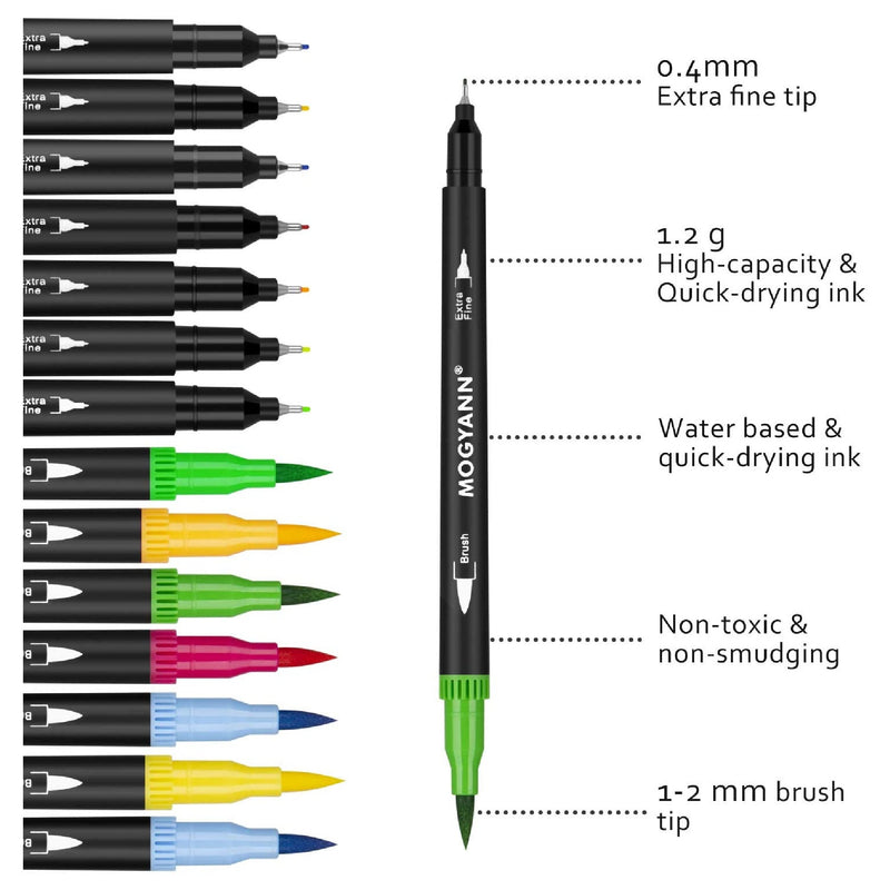  Piochoo Dual Brush Marker Pens, 72 Colored Markers