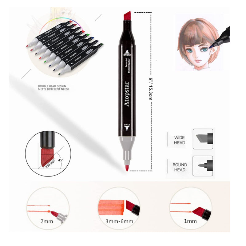 ATOPSTAR 100 Color Artistic Drawing Pens | Double Ended For Coloring Paint Supplies