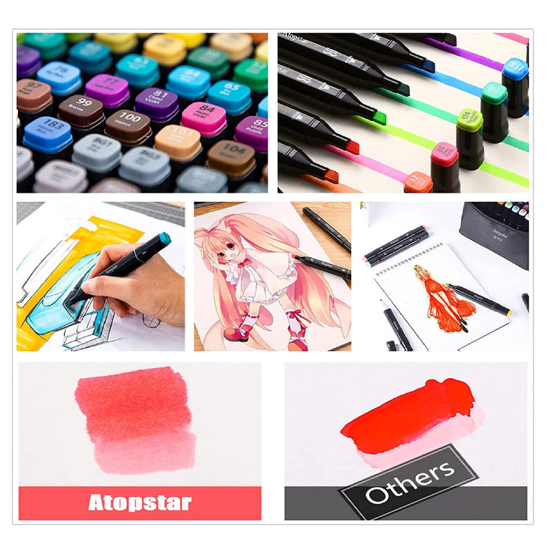 ATOPSTAR 100 Color Artistic Drawing Pens | Double Ended For Coloring Paint Supplies
