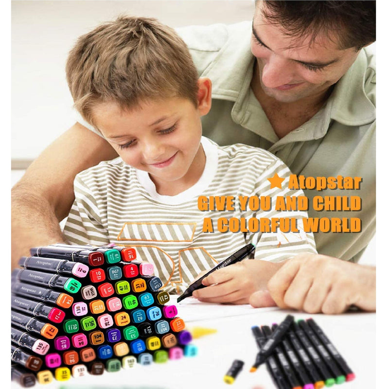 ATOPSTAR 100 Color Artistic Drawing Pens | Double Ended For Coloring Paint Supplies