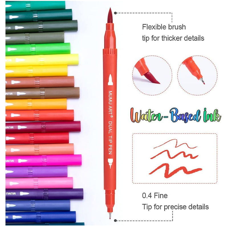 35 Dual Markers Pen for Adult Coloring Book, Coloring Brush Art Marker,  Fine Tip