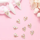 3D Heart Shape Nail Art Charms | Shiny Golden Hollow Heart With Pink Heart Artificial Gem | Nail Accessory