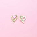 3D Heart Shape Nail Art Charms | Shiny Golden Hollow Heart With Pink Heart Artificial Gem | Nail Accessory