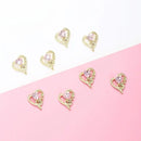 3D Heart Shape Nail Art Charms | Shiny Golden Hollow Heart With Pink Heart Artificial Gem | Nail Accessory