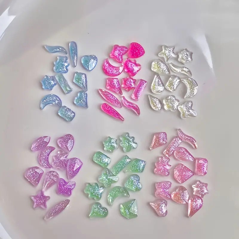 3D Aurora Nail Gems | Artificial Flatback Rhinestones Charms For Nails | Nail Art Decoration For Women Home DIY And Salon (Purple)