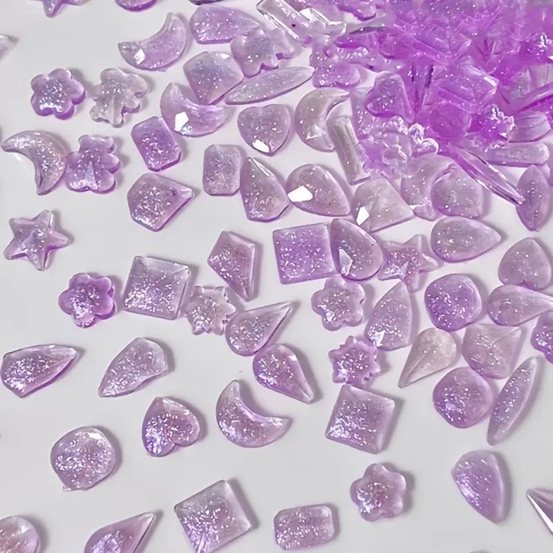 3D Aurora Nail Gems | Artificial Flatback Rhinestones Charms For Nails | Nail Art Decoration For Women Home DIY And Salon (Purple)