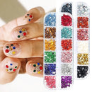 Nail Art Artificial Rhinestones Kit | 24 Colors Flat Back Nail Stones 3D Crystal Nail Art Supplies, Resin Artificial Rhinestones AB Pearl