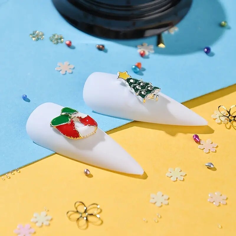 Christmas 3D Nail Art Rhinestones Studs Charms Kit | Deer Sweetheart Tree Mixed-style Nail Art Decoration