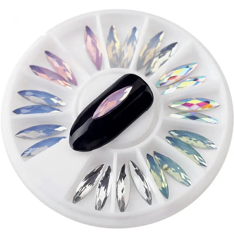 3D Acrylic Nail Art Tips Decoration Crystal Rhinestone Pearl Alloy Gem Wheel