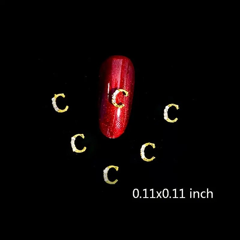 3D Metal Letter Nail Studs Decoration Glitter Golden Capital English Letters And Rhinestone Combination Set DIY Designs Supplies For Women