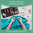 ARTIKA Sewing Kit for Adults and Kids | Small Beginner Set w/Multicolor Thread, Needles, Scissors, Thimble & Clips - Emergency Repair
