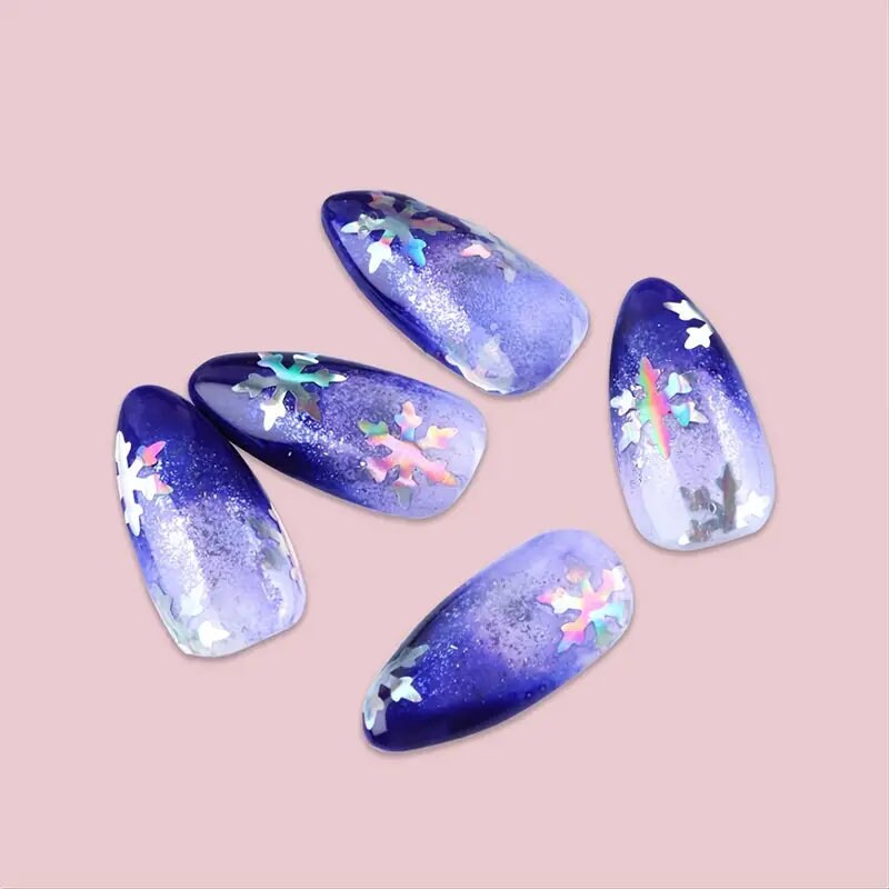 Christmas Snowflake Nail Glitter Sequins Charms 3D Holographic Mermaid White Snowflakes DIY Design Nail Art Decorations Supplies