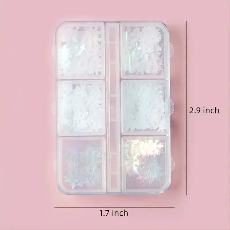 Christmas Snowflake Nail Glitter Sequins Charms 3D Holographic Mermaid White Snowflakes DIY Design Nail Art Decorations Supplies