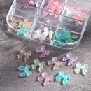 6 Grids Bow Nail Charms Butterfly Bow-Knot Nail Art Stud Rhinestones Crystal Sequins 3D Colorful Acrylic Nail Accessories