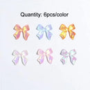 Bow Nail Charms For Acrylic Nails 3D Art Nail Charms Aurora Bow Nail Decoration Sticker Resin Manicure Jewelry Large Size Bow