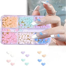 100Pcs Heart Nail Art Decals Heart Nail Glitter White Pink Heart Nail Art Decorations Purple Blue 3D Heart Nail Charms Resin Jewelry Parts