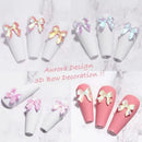 Bow Nail Charms For Acrylic Nails 3D Art Nail Charms Aurora Bow Nail Decoration Sticker Resin Manicure Jewelry Large Size Bow