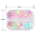 6 Grids Bow Nail Charms Butterfly Bow-Knot Nail Art Stud Rhinestones Crystal Sequins 3D Colorful Acrylic Nail Accessories