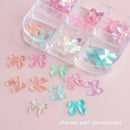 6 Grids Bow Nail Charms Butterfly Bow-Knot Nail Art Stud Rhinestones Crystal Sequins 3D Colorful Acrylic Nail Accessories