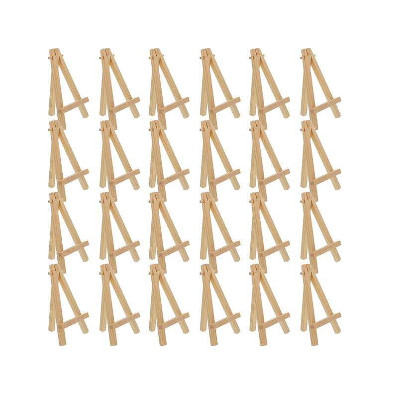 U.S. Art Supply 5" Mini Natural Wood Display Easel (Pack of 24) | A-Frame Artist Painting Party Tripod Easel