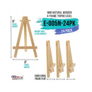 U.S. Art Supply 5" Mini Natural Wood Display Easel (Pack of 24) | A-Frame Artist Painting Party Tripod Easel