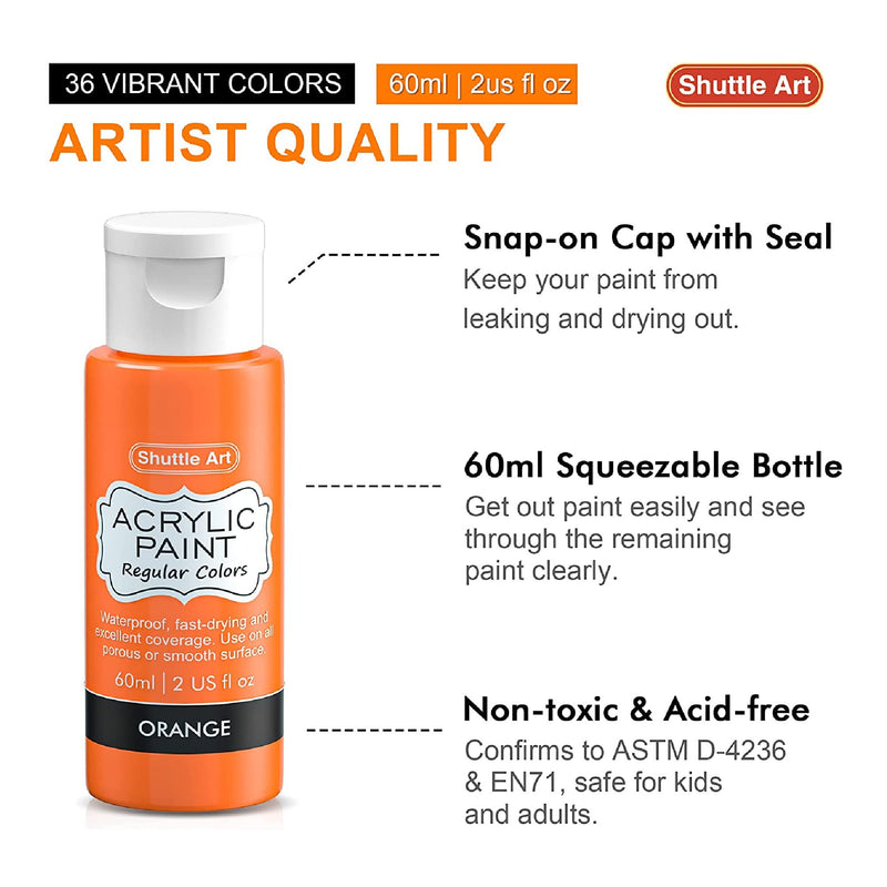 Acrylic Paint Set | Shuttle Art 36 Acrylic Paint Colors | Non-Toxic Paint For Artists