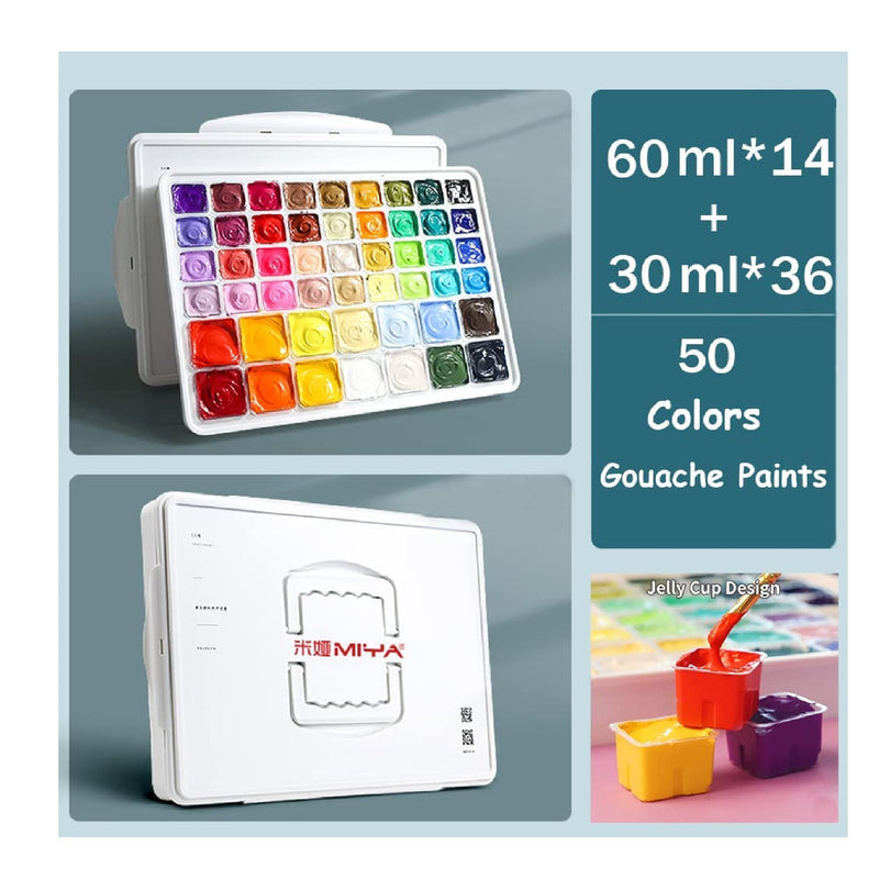 HIMI Gouache Paint Set, 50 Colors(14 Colors X 60Ml + 36 Colors X