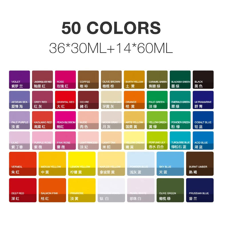 MIYA Gouache Paint Set 50 Colors, 36 Colors