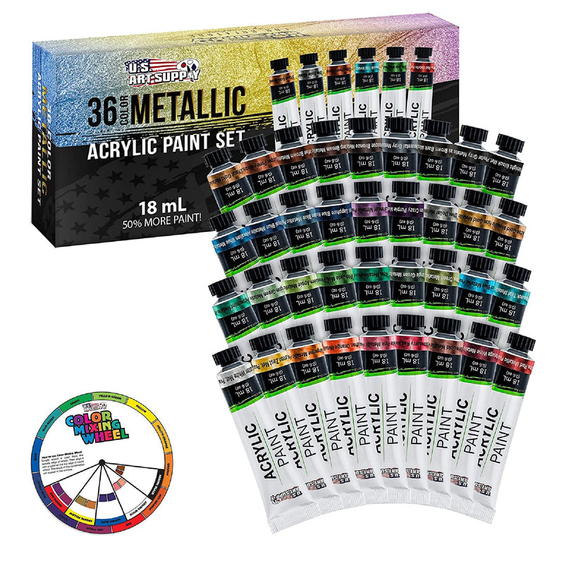 US Art Supply Professional 36 Color Metallic Acrylic Paint Set