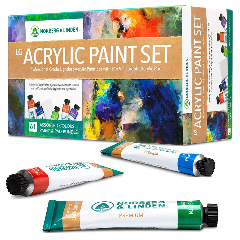 Norberg & Linden LG61 Acrylic Paint Set | 60 Tubes Of Colors Paintings On Canvas