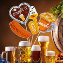 Zono Oktoberfest Centerpiece Sticks Decorations Photo Booth Props Stick Table Toppers German Beer Festival Kit with 30 Wooden Party Supplies