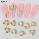 3D Golden Heart Nail Art Decals | Metal Charms Kits Love Metallic Art Stickers DIY Studs Decoration