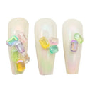 50 Pcs Candy Nail Aurora Cube Sugar Octagonal Diamond Shaped Crystal Ice Cube Nail Ornament 3D Flat Bottom Drill Resin Ice Transparent