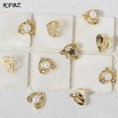 3D Golden Heart Nail Art Decals | Metal Charms Kits Love Metallic Art Stickers DIY Studs Decoration