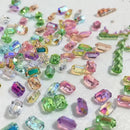50 Pcs Candy Nail Aurora Cube Sugar Octagonal Diamond Shaped Crystal Ice Cube Nail Ornament 3D Flat Bottom Drill Resin Ice Transparent