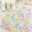 50 Pcs Candy Nail Aurora Cube Sugar Octagonal Diamond Shaped Crystal Ice Cube Nail Ornament 3D Flat Bottom Drill Resin Ice Transparent