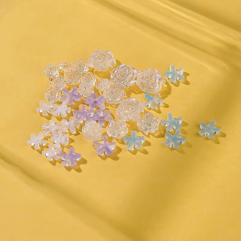 6 Grids 3D Cherry Blossom Nail Art Rhinestone Decoration Nail Charm Flatback Nails Accessories Tool For Women Girls DIY Nail