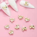 3D Bow Tie Nail Art Charms | Golden Metal Bow Tie With Artificial Pearl | For Manicure Craft DIY Nail Art Decorations