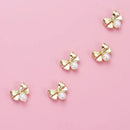 3D Bow Tie Nail Art Charms | Golden Metal Bow Tie With Artificial Pearl | For Manicure Craft DIY Nail Art Decorations