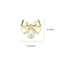 3D Bow Tie Nail Art Charms | Golden Metal Bow Tie With Artificial Pearl | For Manicure Craft DIY Nail Art Decorations