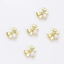 3D Bow Tie Nail Art Charms | Golden Metal Bow Tie With Artificial Pearl | For Manicure Craft DIY Nail Art Decorations