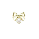 3D Bow Tie Nail Art Charms | Golden Metal Bow Tie With Artificial Pearl | For Manicure Craft DIY Nail Art Decorations