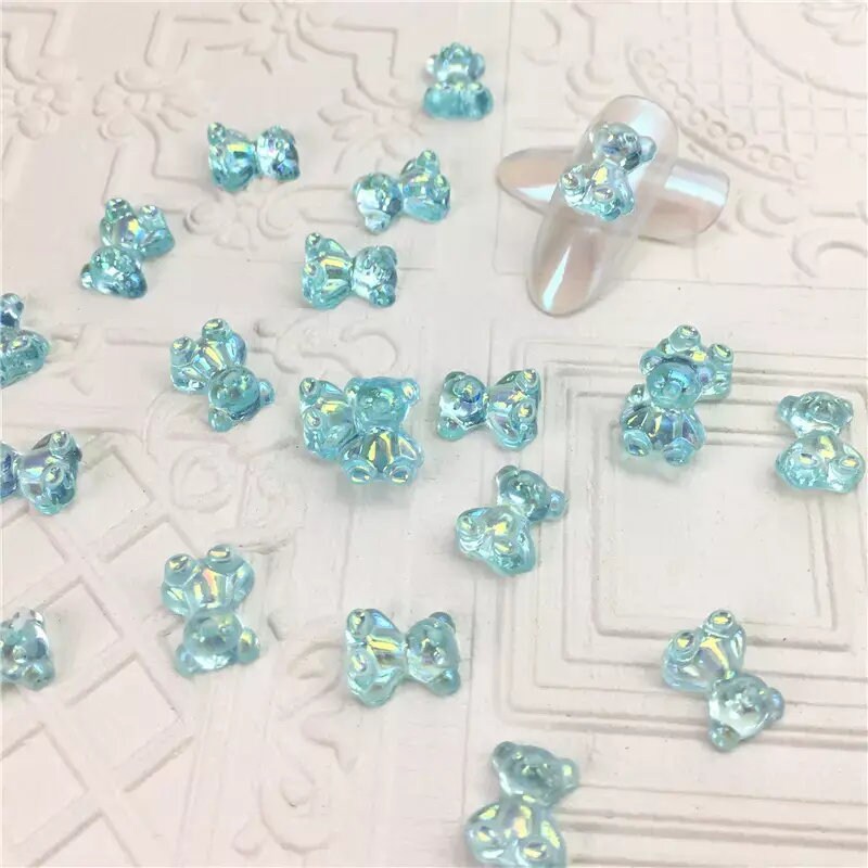 60 Pcs Nail Art Bear Accessories | Nail Decorations 3D Self-Adhesive Nail Decals
