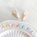 20 Pcs Aurora Butterfly Nail Charms | Multicolor Glitter Nail Gems 3D Double Layers Butterfly Rhinestones For Nails Jewelry Kawaii Nail