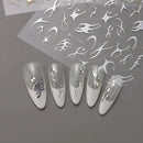 Nail Art Stickers Golden Rose Silver 3D Hollow Decals Mixed Irregular Designs Self Adhesive Fish Bone Nail Tips Decorations Salon