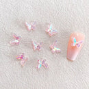 20 Pcs Aurora Butterfly Nail Charms | Multicolor Glitter Nail Gems 3D Double Layers Butterfly Rhinestones For Nails Jewelry Kawaii Nail