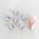 20 Pcs Aurora Butterfly Nail Charms | Multicolor Glitter Nail Gems 3D Double Layers Butterfly Rhinestones For Nails Jewelry Kawaii Nail