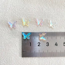 20 Pcs Aurora Butterfly Nail Charms | Multicolor Glitter Nail Gems 3D Double Layers Butterfly Rhinestones For Nails Jewelry Kawaii Nail
