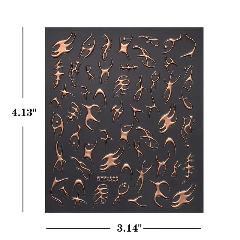Nail Art Stickers Golden Rose Silver 3D Hollow Decals Mixed Irregular Designs Self Adhesive Fish Bone Nail Tips Decorations Salon